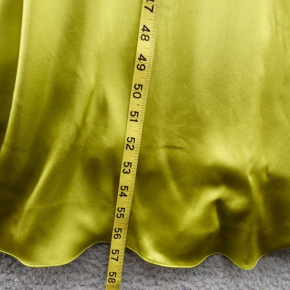 Adrianna Papell Silk Gown Dress Beaded Bodice Sleeveless 6 Green Satin Party - Picture 9 of 14